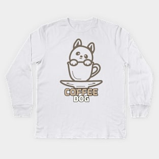 Dog Coffee Addict Kids Long Sleeve T-Shirt